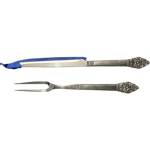 Vintage Oneida Silver Vinland Stainless 2-Piece Carving Set Satin - Picture 4 of 5